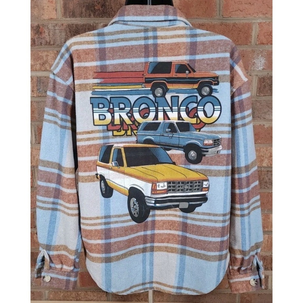 FORD Bronco Truck Wool Blend Womens Flannel Button LS Shirt Jacket Size XS